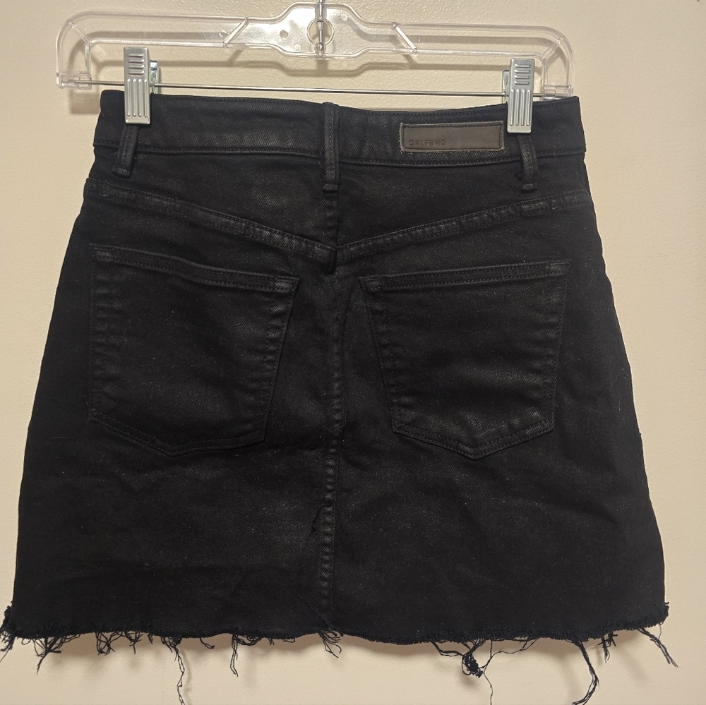 GRLFRND Black Denim Skirt Raw Hem - Picture 2 of 7